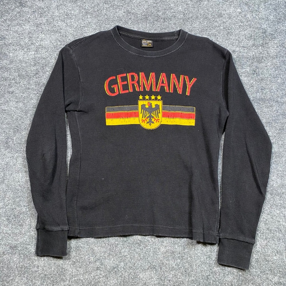 Sun Tees Mens Germany Graphic Waffle Knit Thermal Long Sleeve Shirt Black M